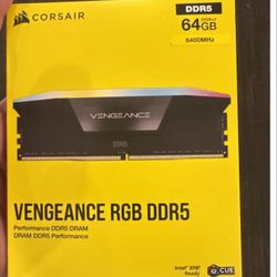 CORSAIR - VENGEANCE RGB 64GB
(2x32GB) DDR5 6400MHz C32
UDIMM Desktop Memory - Black