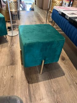 Dark Green Brand New Velvet Ottoman Square Foot Stool 
