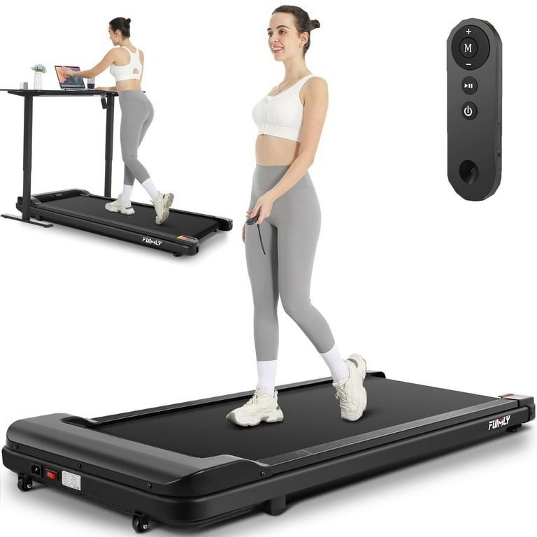 Walking Pad Treadmill with Remote Control, Electric Treadmill with LED Display, Under Desk Treadmill for Home Office Use, Black