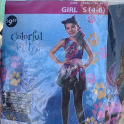 Colorful kitten For Girls Halloween Costume  NEW
