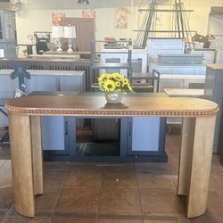 Vintage Console Table with Curved Legs, Natural Wood Entryway Accent Table for Hallway Living Room Behind Sofa(Brown)💰110$