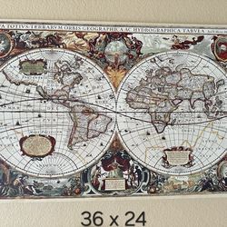 🌿🌎CCanvas Wall Art of Double Hemisphere Map🌎🌿