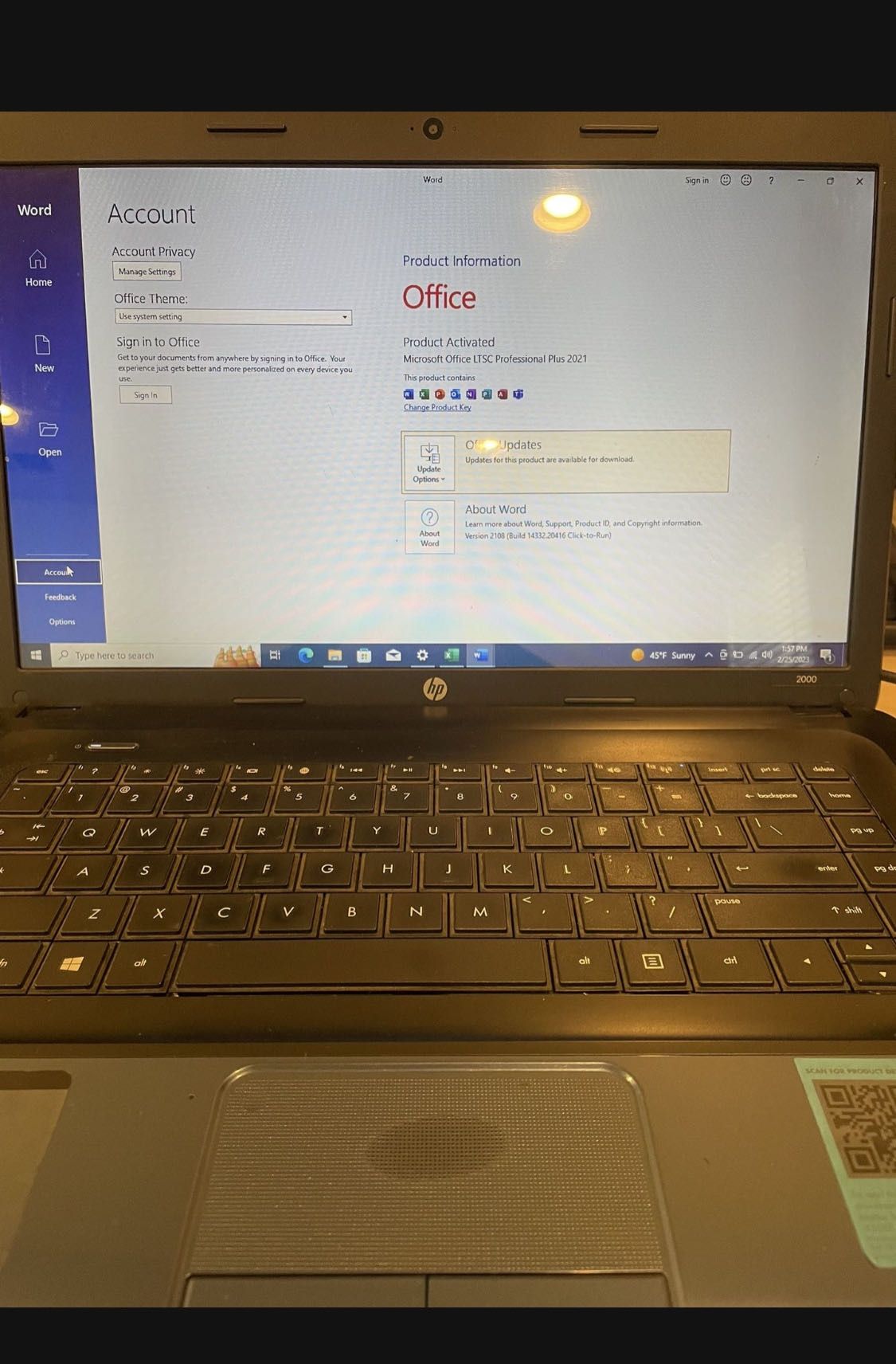 HP 15.6” Laptop With Windows 10 22H2 and Office 2021