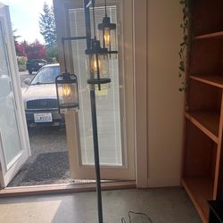 Modern Floor Lamp + Large Wooden Mirror