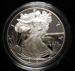 Mint 2002 W Proof American Silver Eagle 1oz. .999 Silver Dollar with Box and COA