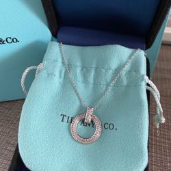 Womens Tiffany & Co. T Narrow Hoop Pendant White Gold Diamond