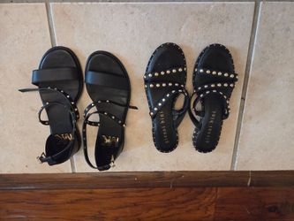 Two Pairs Black Studded Sandals MK & Gianni Bini