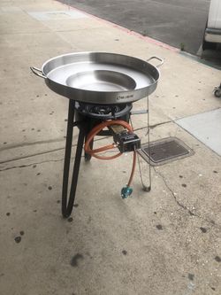 Comal y base y quemador para freir pollo y pescado y camarones