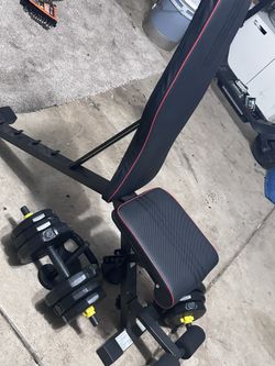 Weight Lighting 23.5 Lb Each Dumbbells With Bench Press