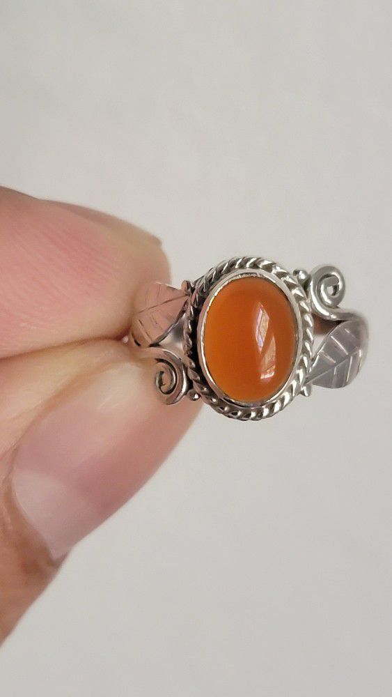 Rings Size 4 Sterling Silver Moonstone And Carnelian 