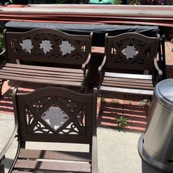 Outdoor Patio Bench & Chair Set (3 Pieces) – Great Condition