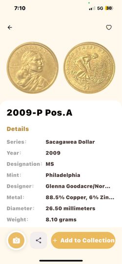 2009-P Sacagawea Native American Dollar BU Mint State UNC Collector Coin