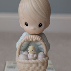 Precious Moments Easter Boy with Basket of Eggs -1994