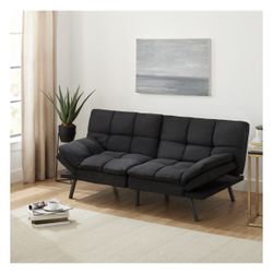 Mainstays Memory Foam Futon, Black Faux Suede