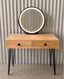 Vanity Desk with LED Lighted Mirror