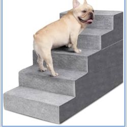 Dog Stairs for Small Dogs,5-Step Dog Steps for High Bed and Couch-Grey