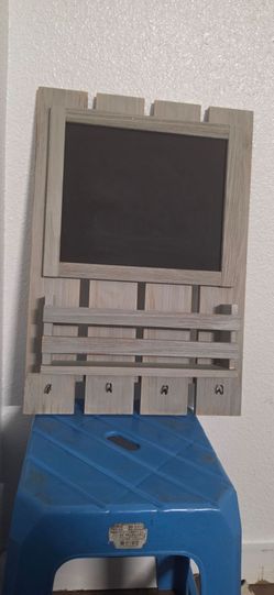 Rustic Wall Organizer with Chalkboard, Mail Holder & Hooks