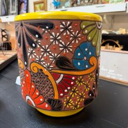 Hand Painted Ceramic Colors Plant Pot 