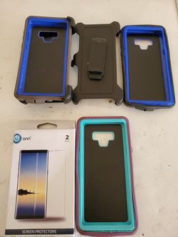 3 note 9 otterbox case with clip and a screen protector