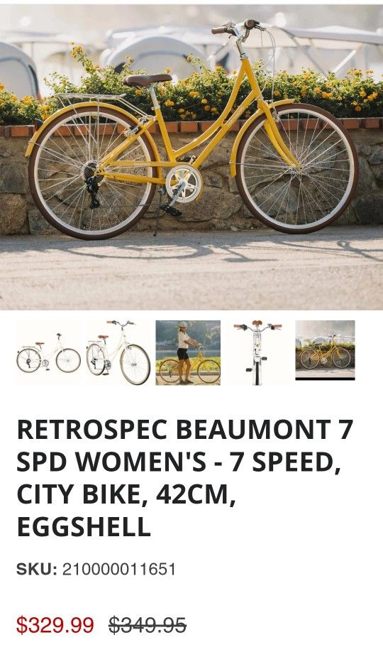 Retrospec BeaumontYellow 7 Speed Women's City Bike!! Looks Brand New Basicly Is , It's Been Hung Up on A Bike Rack, Awaiting Its New Owner!!