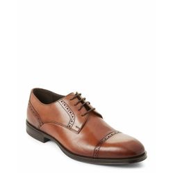 Bruno Magli Zurigo Cap Toe Leather Derby Shoes Cognac Size 8 MADE IN ITALY - Retail $395