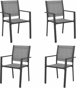 Patio Dining Chairs, All-Weather Textilene Outdoor Dining Chair Set of 4, Heavy-Duty Stackable Minimalist Outdoor Chairs with Armrest, Patio Chairs fo