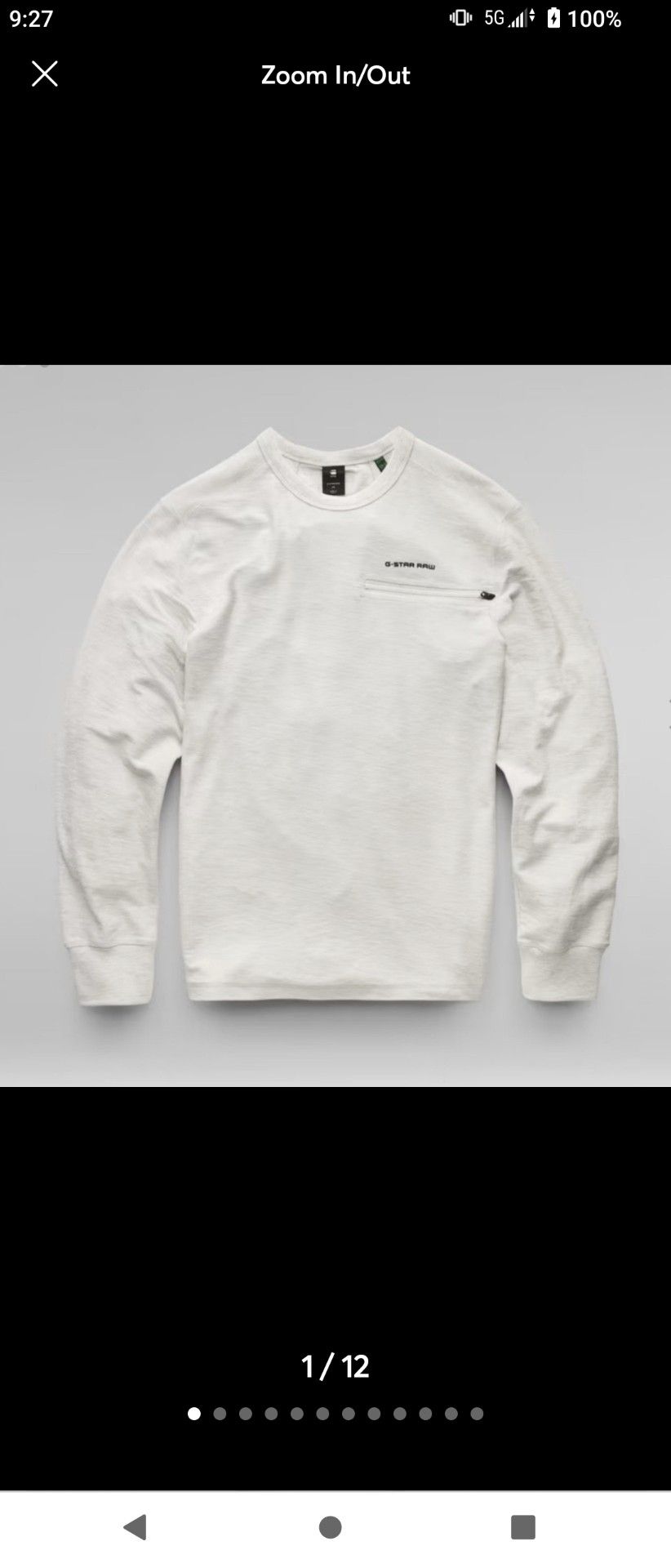 G-Star Raw Lightweight Astro Sweatshirt Size M White Bait Heather
