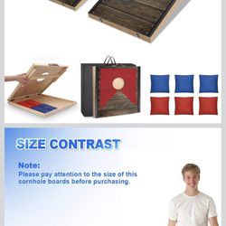 Portable Cornhole Board Set with Bean Bags 2 ft x 1 ft or 3 ft x2 ft or 10.16 * 5.04 Inch Foldable Corn Hole Games for Adults and Kids Indoor or Outdo