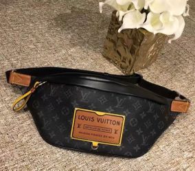 Zipper Closure Cowhide Stitching Waist Bag Regular Men's Black