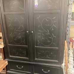 Black TV Armoire With Cabinets