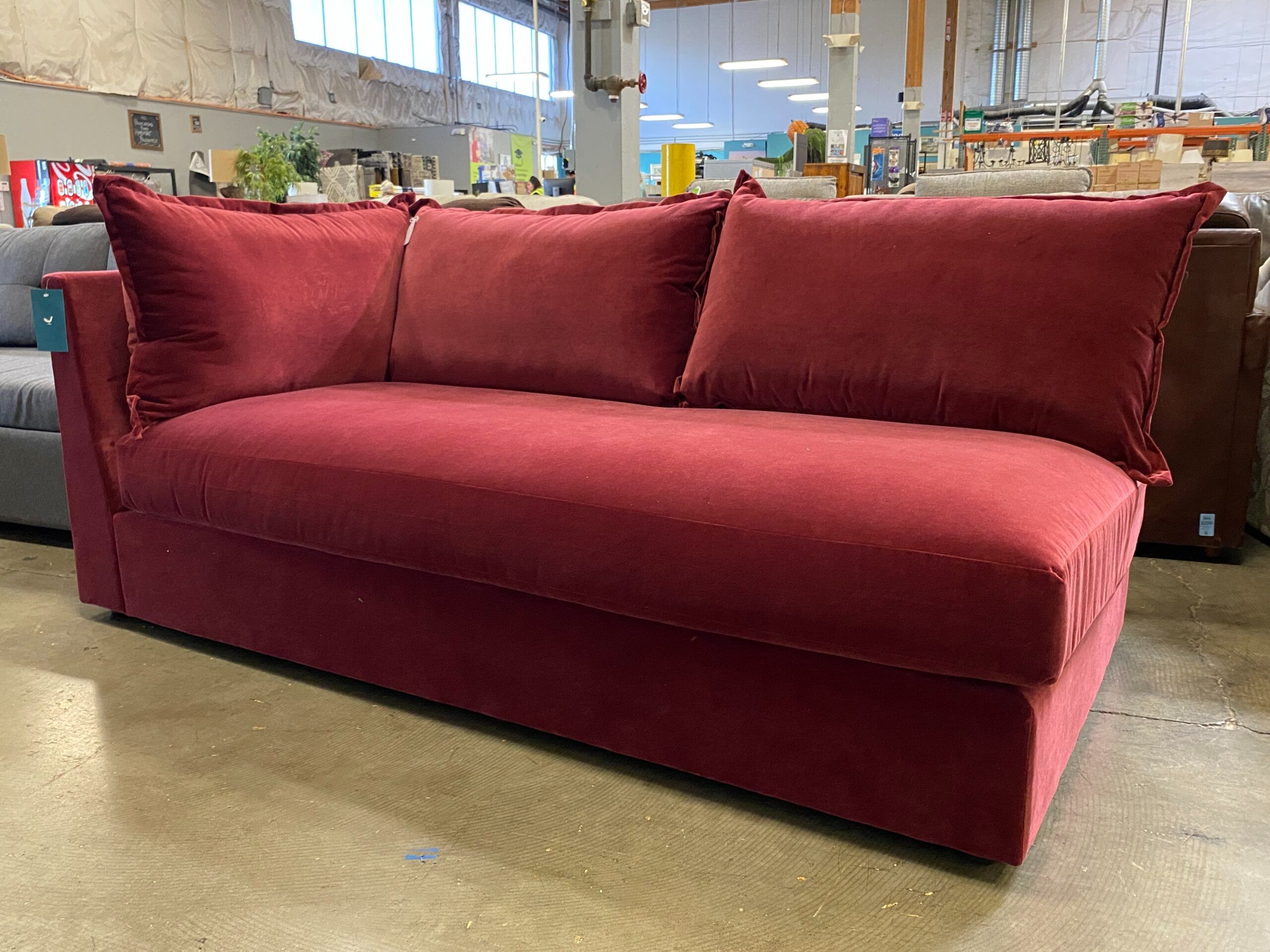 NEW! JOYBIRD Wilder Banks Currant Velvet Single Arm Sofa