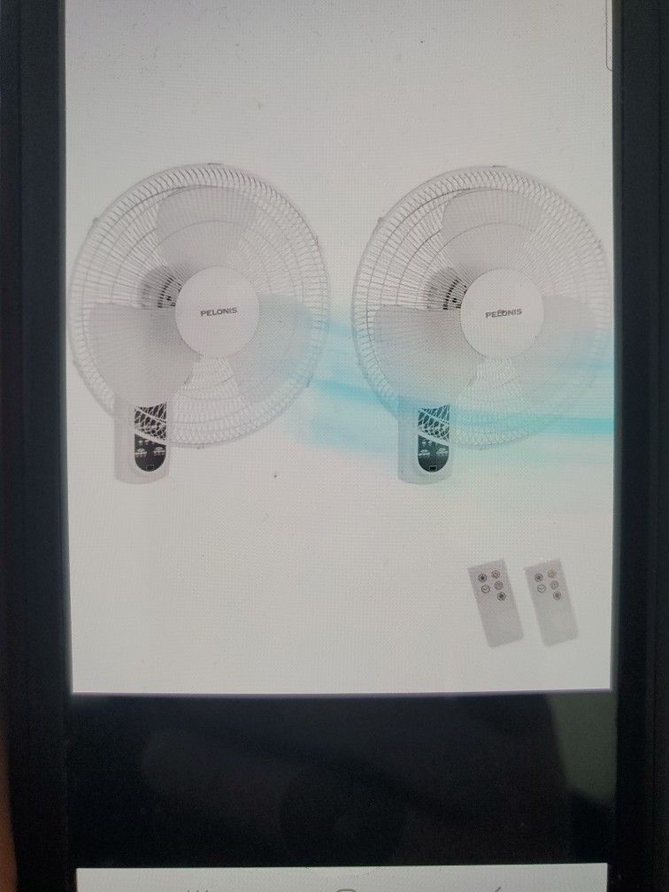 Pelonis 16 Wall Mounted Fan 2 Pack With Remote Control