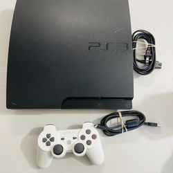 Sony PlayStation 3 Console PS3 Slim Black Bundle Controller & Cords Tested