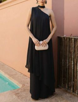Black, Size 12 Sheath Halter Sleeveless Chiffon Dress