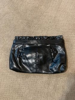 Vintage black faux leather clutch