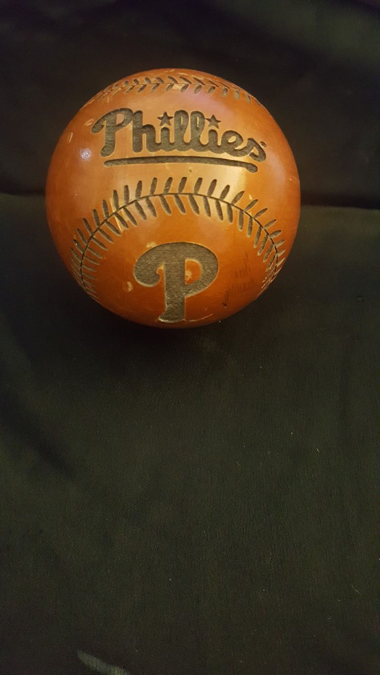 Phillies wooden baseball