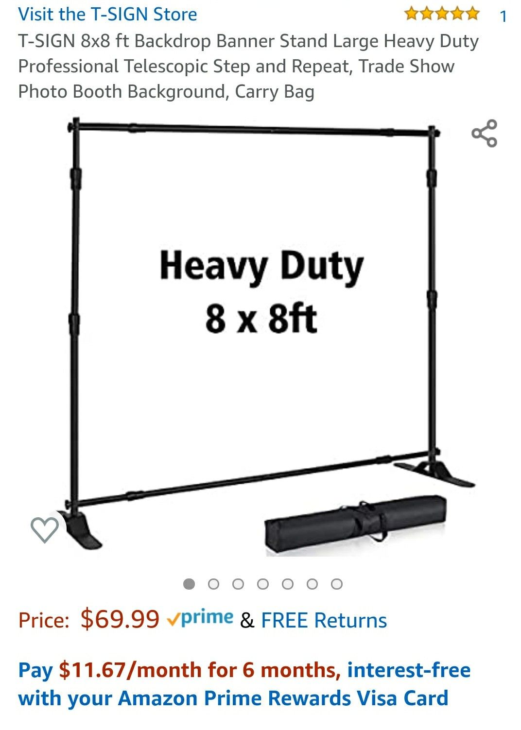 T-SIGN 8x8 ft Backdrop Banner Stand, Large Heavy Duty Professional Telescopic with Carry Bag