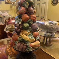 Vintage Italian Sorrento Fruit Tree Centerpiece Sculpture