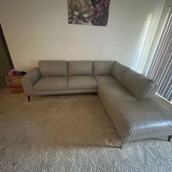 Gray Leather Sectional Couch