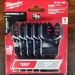 Milwaukee 1-3/8 in. Carbide Universal Fit Extreme Metal Cutting Multi-Tool Oscillating Blade - 5-Pack - (49-25-1506)