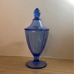 Blue Art Glass, Candy Dish, 8 Inches Tall By 4 Inches L2