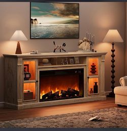 Electric Fireplace TV Stand with LED Lighting