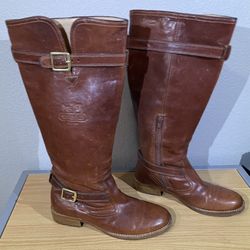 Women’s Coach Whitley Brown Leather Boots Size 6 1/2