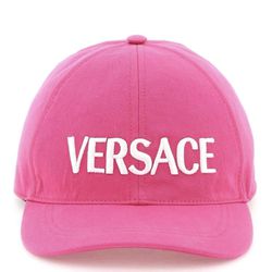 Versace Pink Cotton Embroidered Logo Adjustable Baseball Cap Sz 57 Brand New