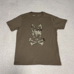 Psycho Bunny Kids Brown Payson Leather Print Graphic T-shirt 