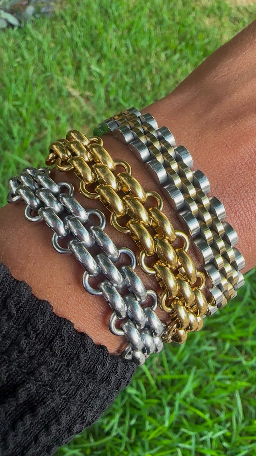 Gold & Silver Cuban Chain Bracelet & Watch Chain Bracelet 