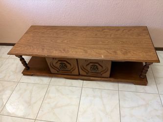 Vintage 1970s Wood Storage Coffee Table – Spanish / Mediterranean Style