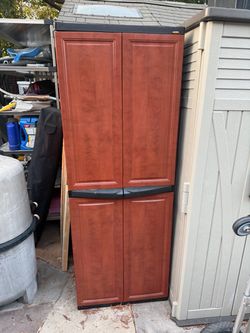 Tall Plastic Storage Cabinet with Doors