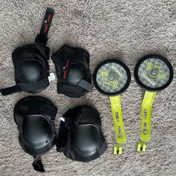 bicycle training wheels + knee and elbow guards set