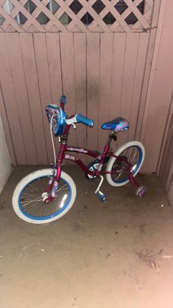 kids bike unicorn design pink and blue with white